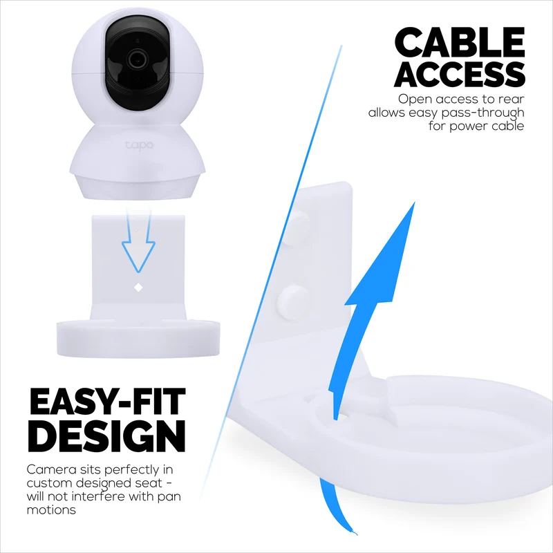Wall Mount Holder Para sa Tapo Pan/Tilt (C200 & C210) Smart Security Camera, Custom Designed Bracket, Bawasan ang Blind Spots at Clutter