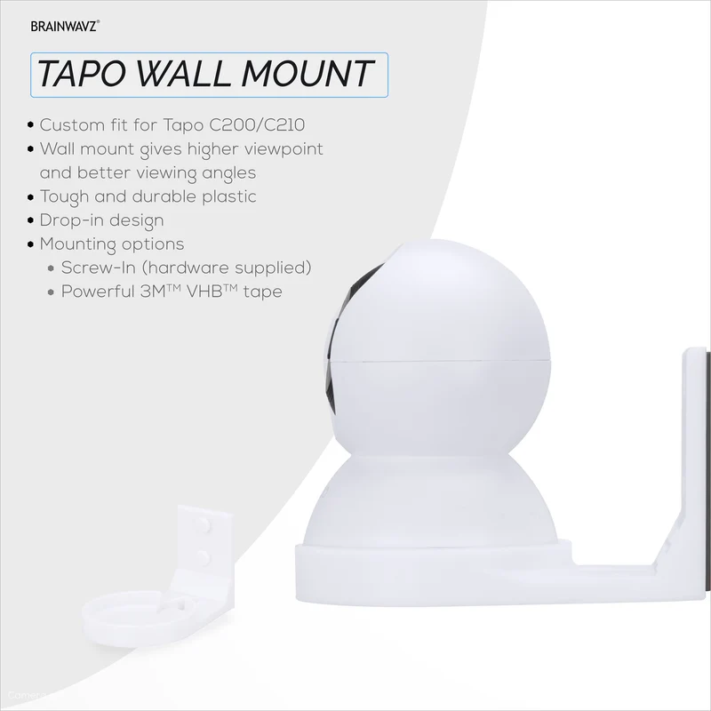 Wall Mount Holder Para sa Tapo Pan/Tilt (C200 & C210) Smart Security Camera, Custom Designed Bracket, Bawasan ang Blind Spots at Clutter
