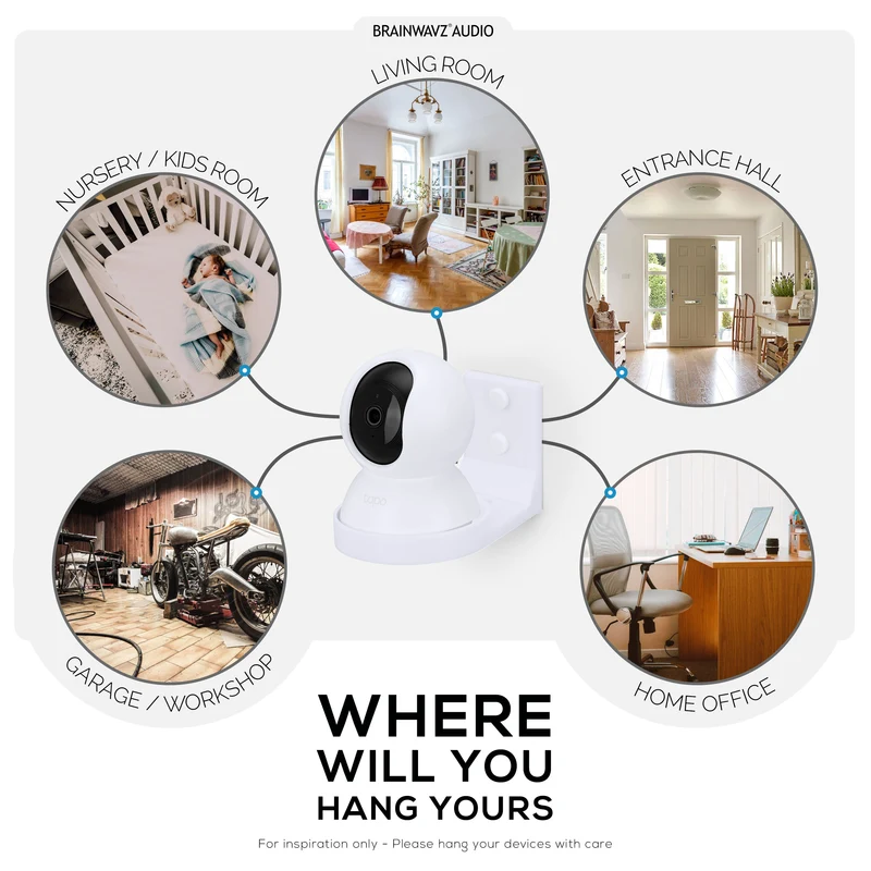 Wall Mount Holder Para sa Tapo Pan/Tilt (C200 & C210) Smart Security Camera, Custom Designed Bracket, Bawasan ang Blind Spots at Clutter