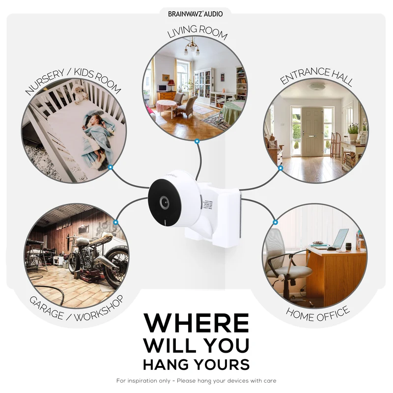 Supporto da parete ad angolo per telecamera per interni LaView LV-PWF1 1080P HD, staffa adesiva per supporto telecamera di sicurezza, riduzione di punti ciechi e disordine, adesivo e avvitabile