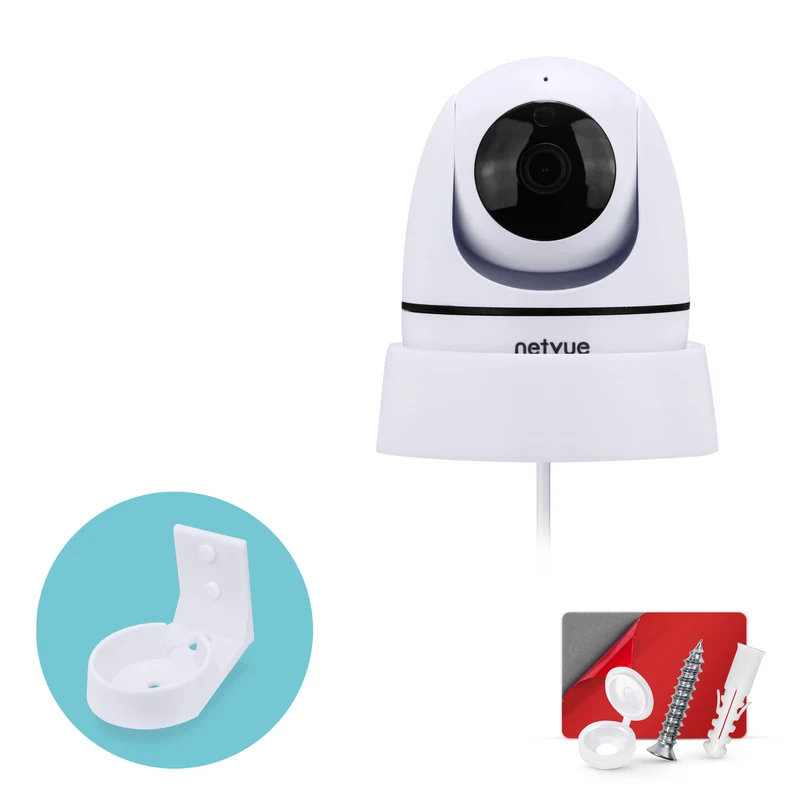 Wall Mount para sa NETVUE NI-342 Pet & Baby Indoor Camera, Adhesive Security Camera Holder Bracket, Bawasan ang Blind Spots at Clutter, Adhesive at Screw-In Mounting