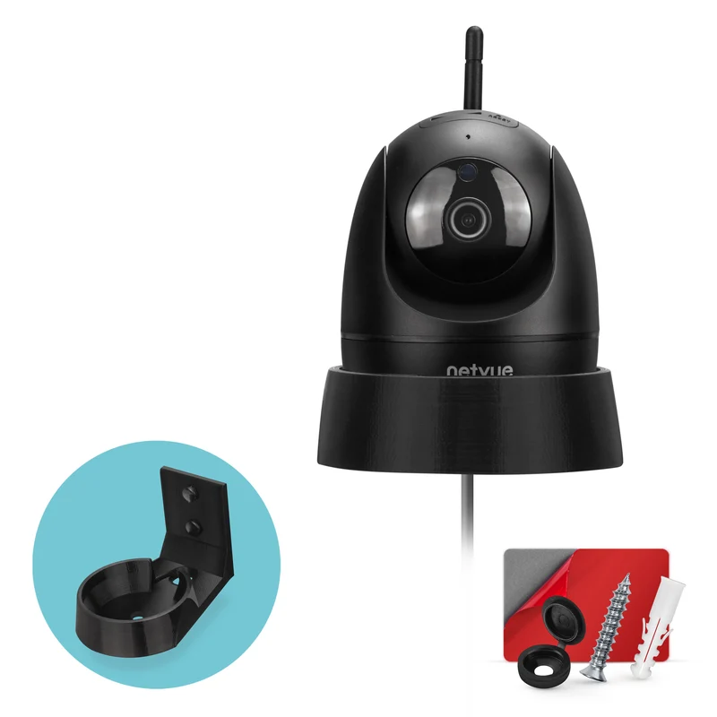 Wall Mount para sa NETVUE NI-342 Pet & Baby Indoor Camera, Adhesive Security Camera Holder Bracket, Bawasan ang Blind Spots at Clutter, Adhesive at Screw-In Mounting