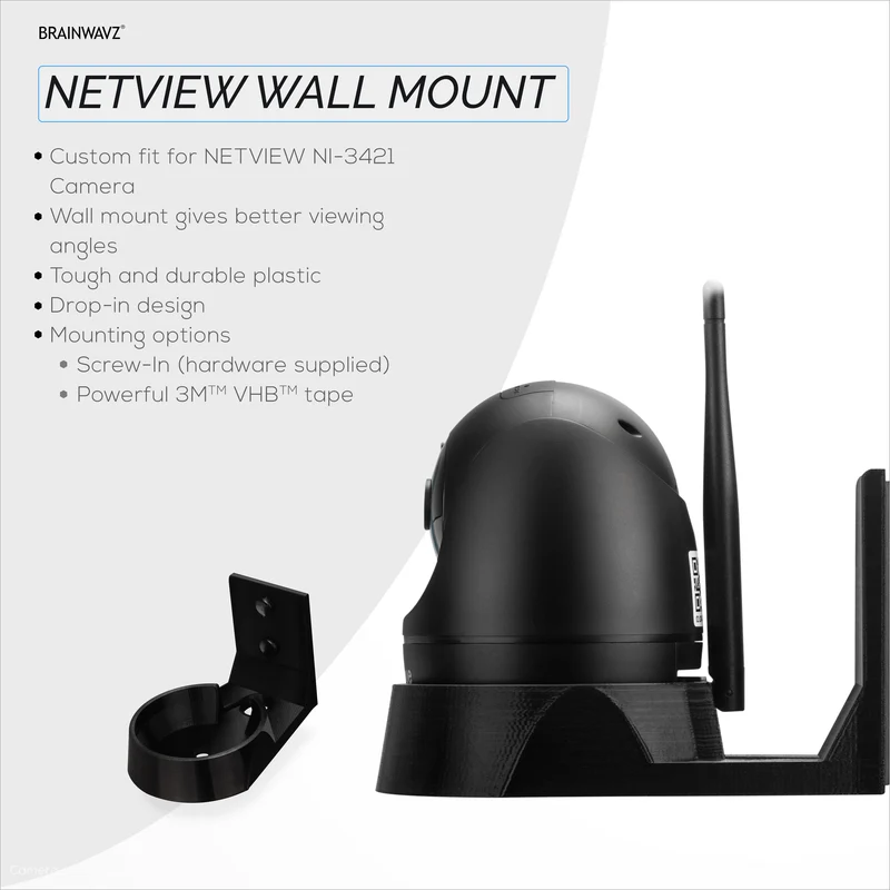Wall Mount para sa NETVUE NI-342 Pet & Baby Indoor Camera, Adhesive Security Camera Holder Bracket, Bawasan ang Blind Spots at Clutter, Adhesive at Screw-In Mounting