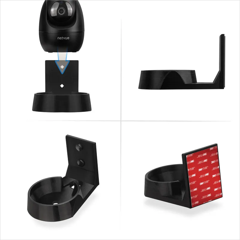 Wall Mount para sa NETVUE NI-342 Pet & Baby Indoor Camera, Adhesive Security Camera Holder Bracket, Bawasan ang Blind Spots at Clutter, Adhesive at Screw-In Mounting