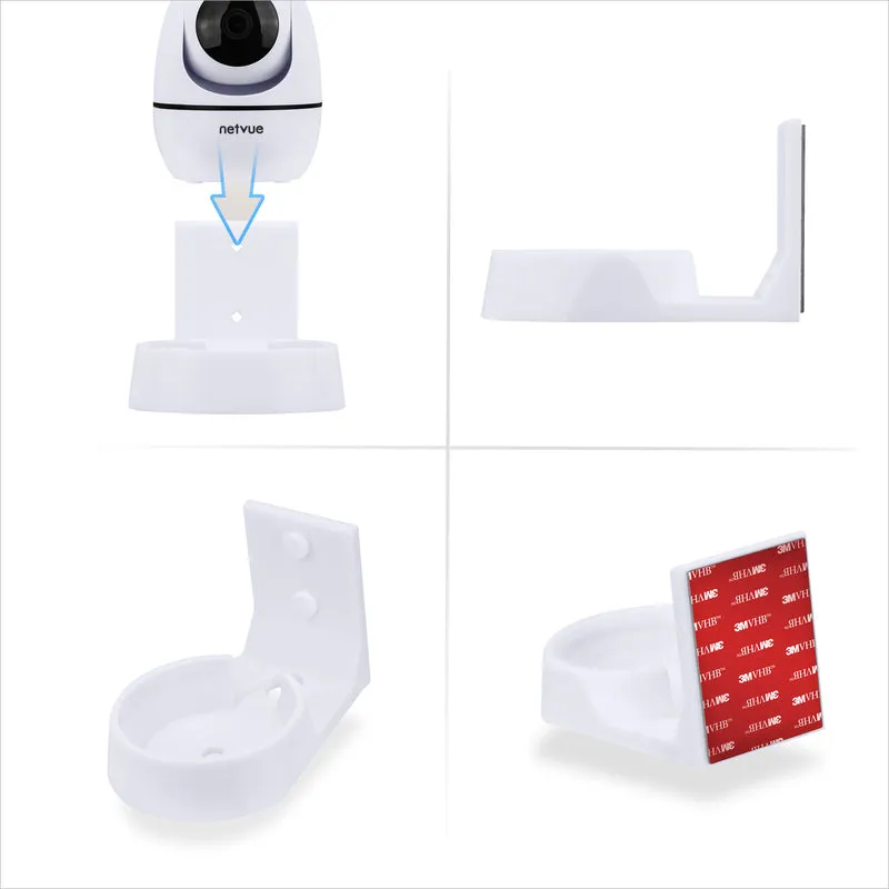 Wall Mount para sa NETVUE NI-342 Pet & Baby Indoor Camera, Adhesive Security Camera Holder Bracket, Bawasan ang Blind Spots at Clutter, Adhesive at Screw-In Mounting