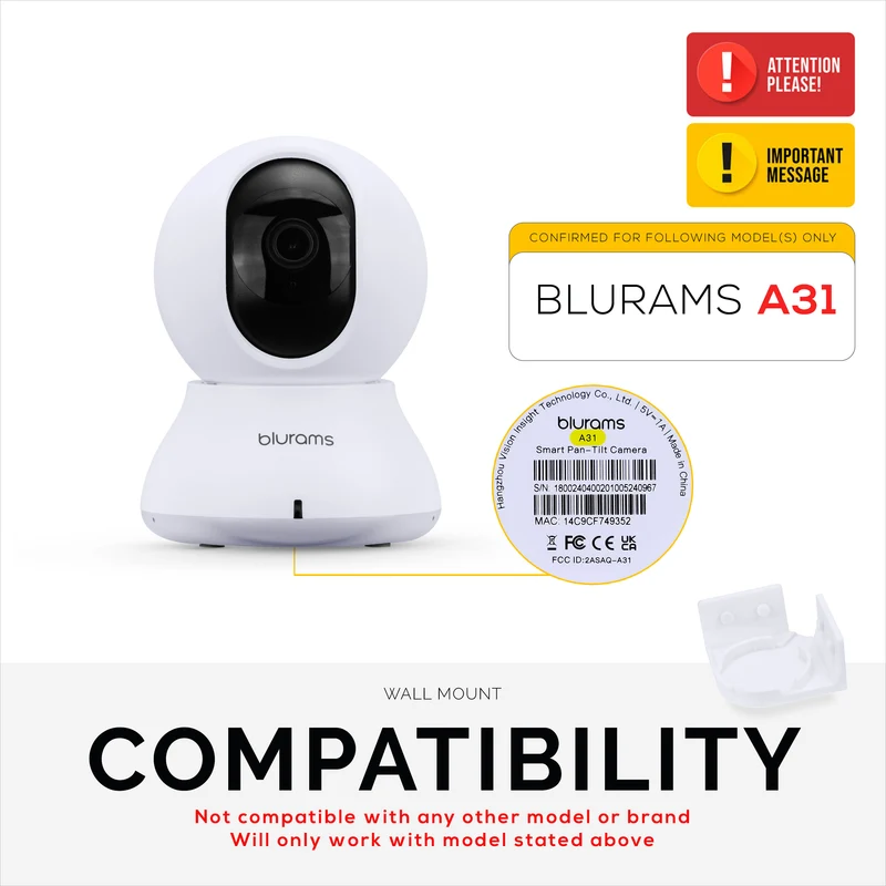 Corner Wall Mount para sa Blurams A31 2K Security Camera, Adhesive Security Camera Holder Bracket, Bawasan ang Blind Spots at Clutter, Adhesive at Screw-In Mounting