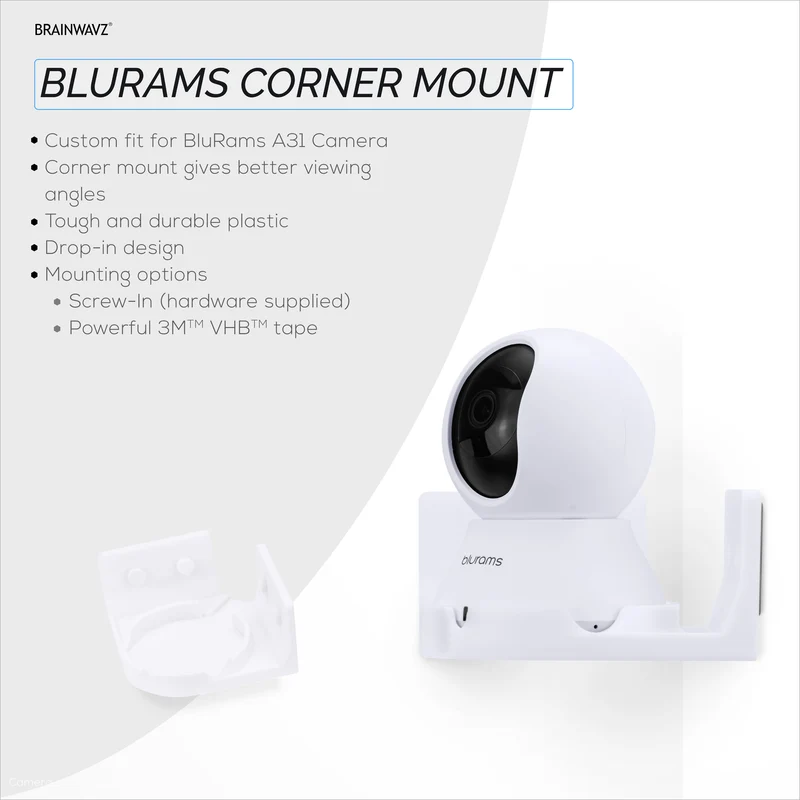Corner Wall Mount para sa Blurams A31 2K Security Camera, Adhesive Security Camera Holder Bracket, Bawasan ang Blind Spots at Clutter, Adhesive at Screw-In Mounting