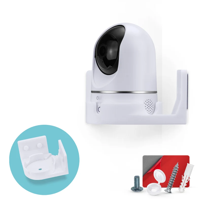 Corner Wall Mount para sa Eufy E220 / S220 (T8410X), 3M VHB Adhesive Security Camera Holder Bracket, Bawasan ang Blind Spots at Kalat, Adhesive at Screw-In Mounting - Madaling I-install (Puti)