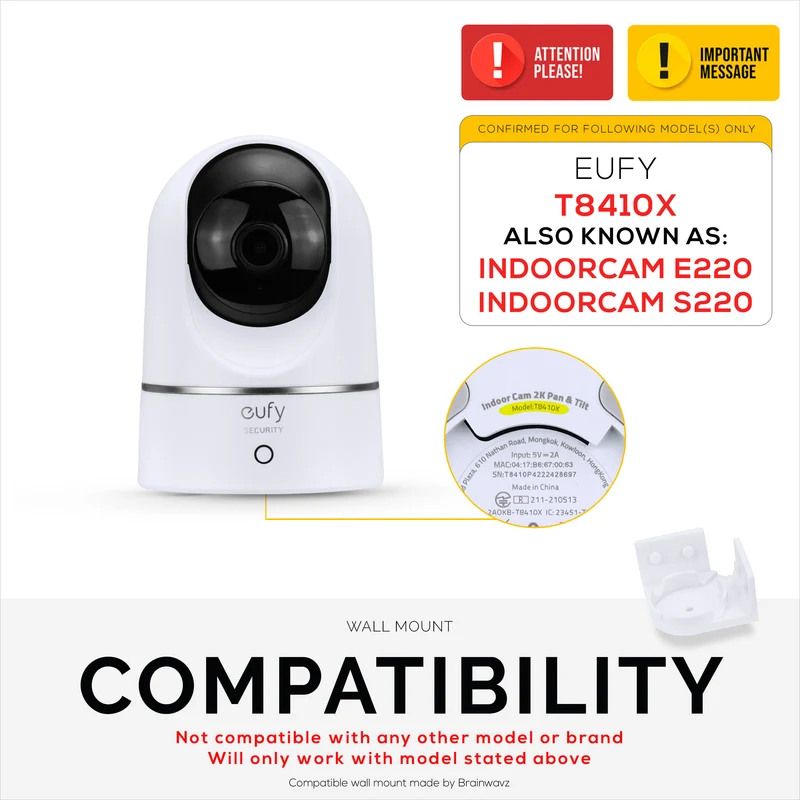 Corner Wall Mount para sa Eufy E220 / S220 (T8410X), 3M VHB Adhesive Security Camera Holder Bracket, Bawasan ang Blind Spots at Kalat, Adhesive at Screw-In Mounting - Madaling I-install (Puti)
