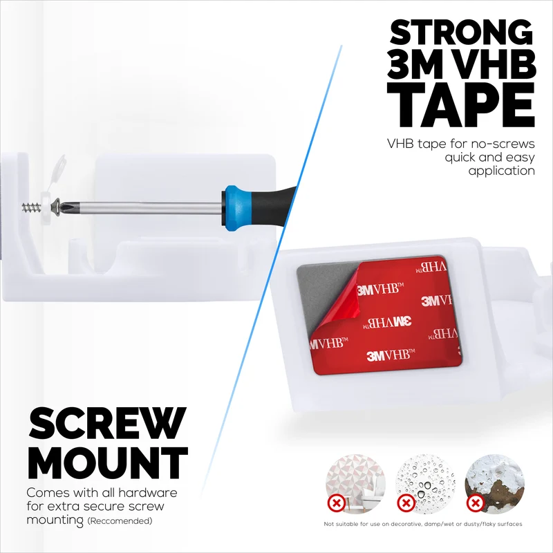 Corner Wall Mount para sa Eufy E220 / S220 (T8410X), 3M VHB Adhesive Security Camera Holder Bracket, Bawasan ang Blind Spots at Kalat, Adhesive at Screw-In Mounting - Madaling I-install (Puti)