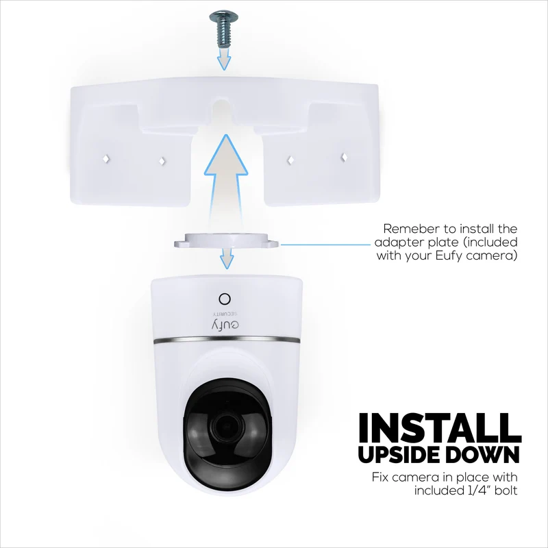 Corner Wall Mount para sa Eufy E220 / S220 (T8410X), 3M VHB Adhesive Security Camera Holder Bracket, Bawasan ang Blind Spots at Kalat, Adhesive at Screw-In Mounting - Madaling I-install (Puti)