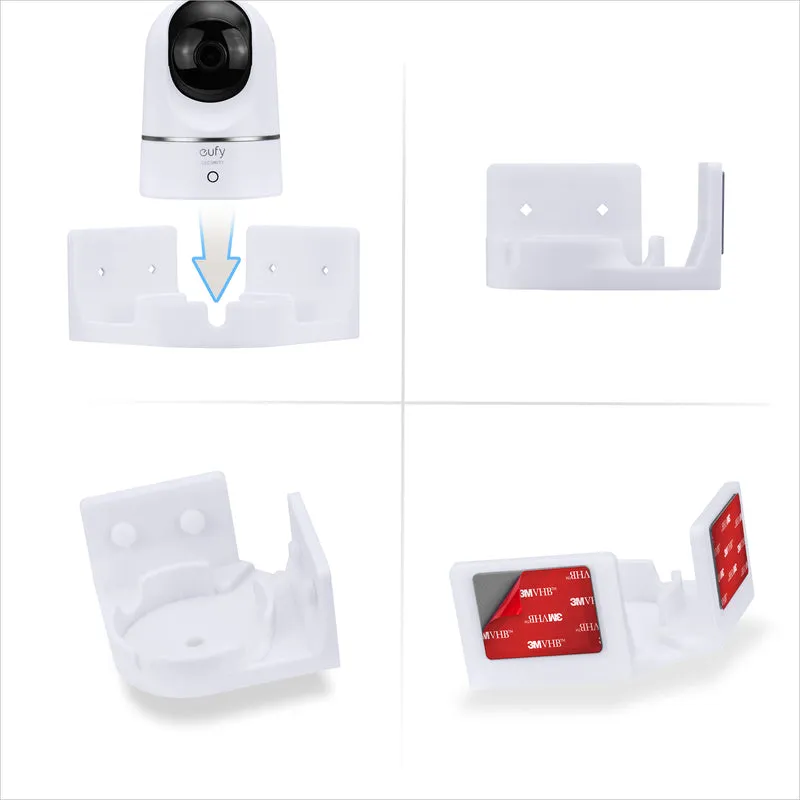 Corner Wall Mount para sa Eufy E220 / S220 (T8410X), 3M VHB Adhesive Security Camera Holder Bracket, Bawasan ang Blind Spots at Kalat, Adhesive at Screw-In Mounting - Madaling I-install (Puti)