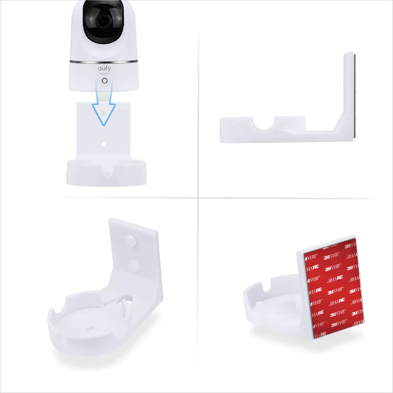 Screwless Wall Mount Para sa Eufy T8400X (IndoorCam E220 / S220) Camera, Malakas na VHB Adhesive, Madaling I-install ang Holder, Walang Gugulo, Bawasan ang Blind Spots at Mas Mahusay na Pagtingin, Bracket Holder Shelf