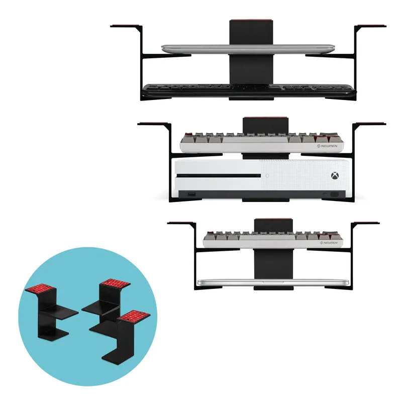 Dual Under Desk Holder Mount Para sa Mga Laptop at Device na hanggang 3" Makapal Tulad ng Mga Router Cable Box Maliit na Computer Macbook Surface Keyboard Modem Network Switch at Higit pa