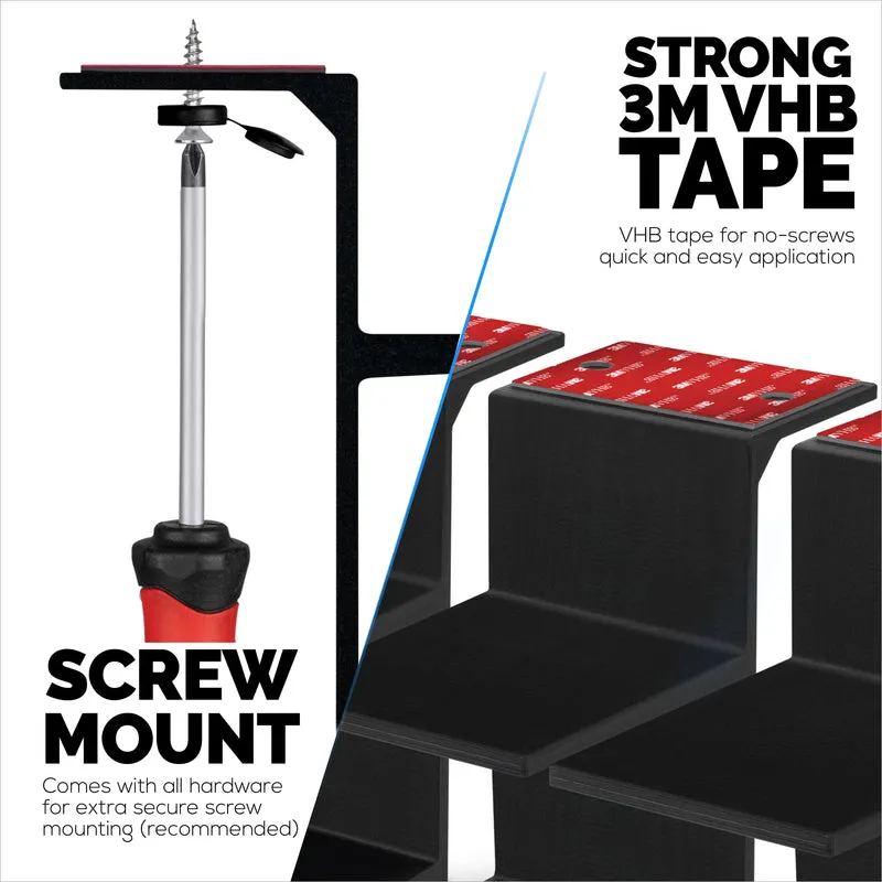 Dual Under Desk Holder Mount Para sa Mga Laptop at Device na hanggang 3" Makapal Tulad ng Mga Router Cable Box Maliit na Computer Macbook Surface Keyboard Modem Network Switch at Higit pa