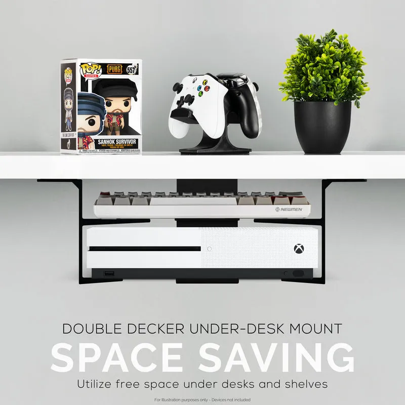 Dual Under Desk Holder Mount Para sa Mga Laptop at Device na hanggang 3" Makapal Tulad ng Mga Router Cable Box Maliit na Computer Macbook Surface Keyboard Modem Network Switch at Higit pa
