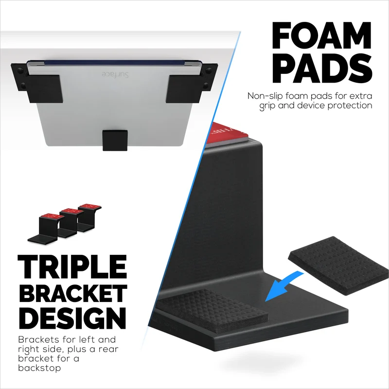 Adhesive Under Desk Laptop Holder Mount, Hanggang 1.9" / 48mm ang Kapal, Para sa Mga Laptop ng Macbook Routers Surface iPads Tablets at Higit Pa