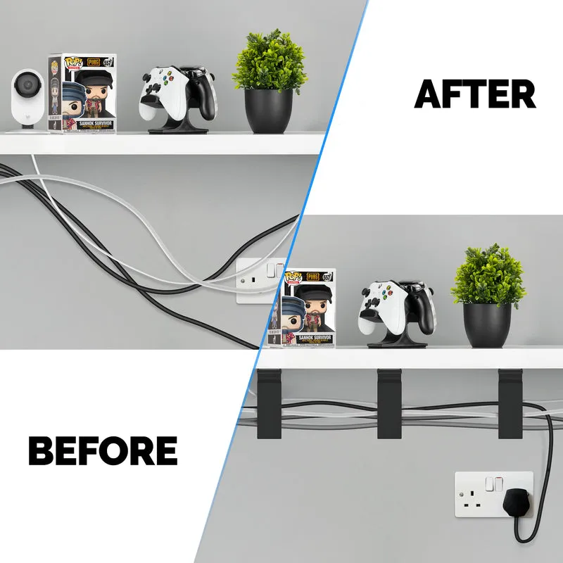3pc VHB Cable Organizer Holder, Para sa Mabibigat na Cable, Mga PC Cord at Wire na may Malakas na Pandikit, Under Desk Mount Management System - XL
