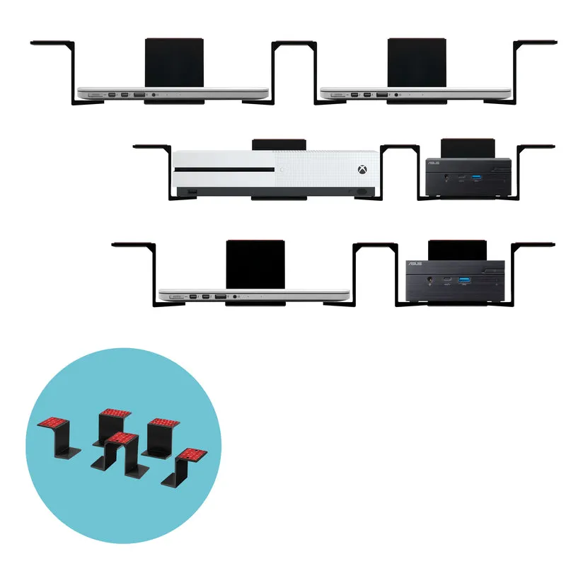 Twin Under Desk Laptop & Device Holder Mount, Adhesive at Screw In, Mga Device na hanggang 3" Tulad ng Maliit na Computer Mga Laptop Macbook Surface Keyboard Router Modem Cable Box Network Switch at Higit pa