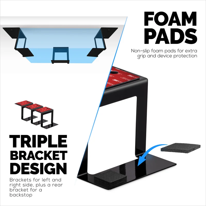 3” Metal Under Desk Laptop, Cable Box at Router Holder Mount, Adhesive at Screw In, Hawak ng hanggang 3" na Device Tulad ng Maliit na Computer, Macbook, Surface, Keyboard, Network Switch, Modem at Higit Pa