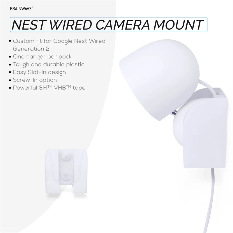 Wall Mount Para sa Google Nest WIRED 2nd Generation Security Camera - Adhesive at Screw-In, Easy Slot-In na disenyo
