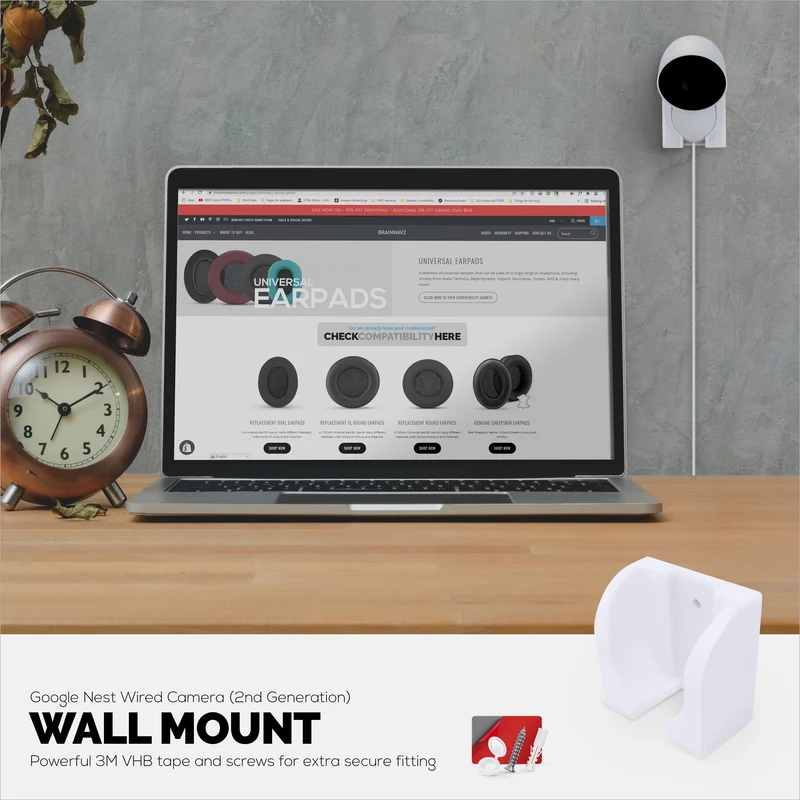 Wall Mount Para sa Google Nest WIRED 2nd Generation Security Camera - Adhesive at Screw-In, Easy Slot-In na disenyo
