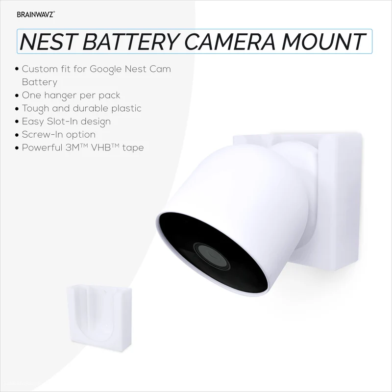 Wall Mount Para sa Google Nest BATTERY Security Camera Holder - Adhesive at Screw-In, Walang Hassle Installation, Easy Slot-In na disenyo