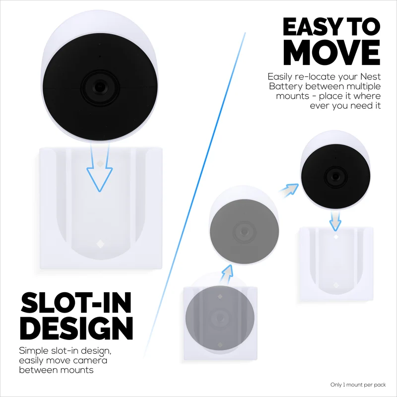 Wall Mount Para sa Google Nest BATTERY Security Camera Holder - Adhesive at Screw-In, Walang Hassle Installation, Easy Slot-In na disenyo