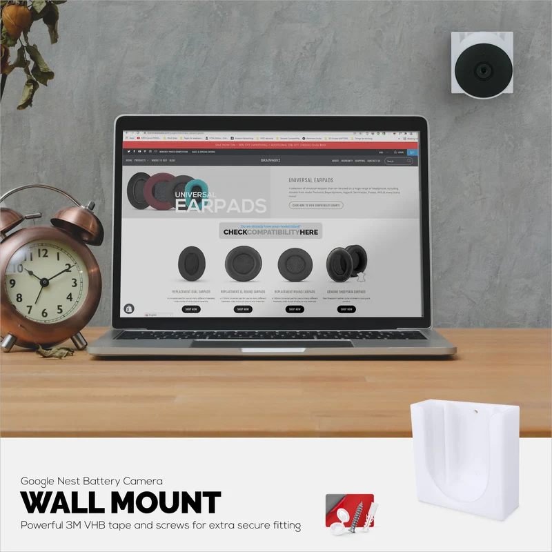 Wall Mount Para sa Google Nest BATTERY Security Camera Holder - Adhesive at Screw-In, Walang Hassle Installation, Easy Slot-In na disenyo
