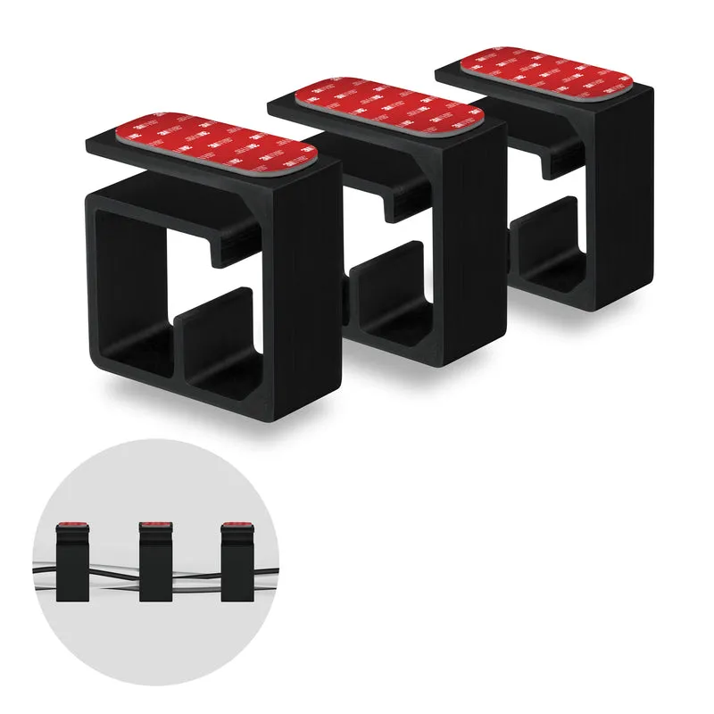 3pc VHB Cable Organizer Holder, Para sa Mabibigat na Cable, Mga PC Cord at Wire na may Malakas na Pandikit, Under Desk Mount Management System - Malaki
