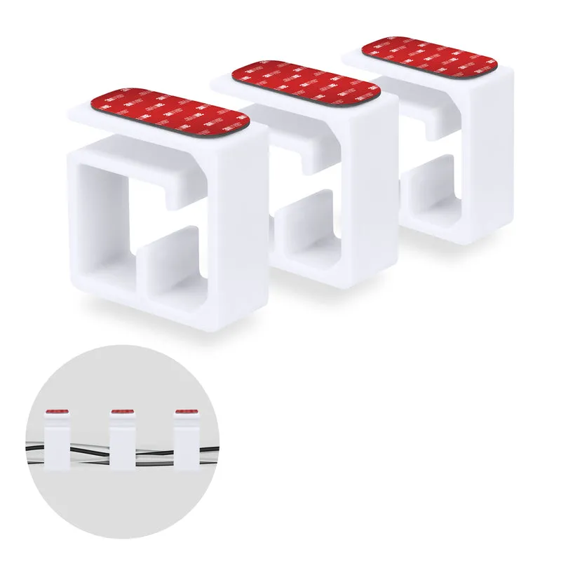3pc VHB Cable Organizer Holder, Para sa Mabibigat na Cable, Mga PC Cord at Wire na may Malakas na Pandikit, Under Desk Mount Management System - Malaki
