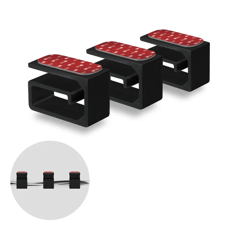 3pc VHB Adhesive Cable Organizer Holder, Para sa Mabibigat na Cable, Mga PC Cord at Wire na may Malakas na Pandikit, Under Desk Mount Management - Maliit