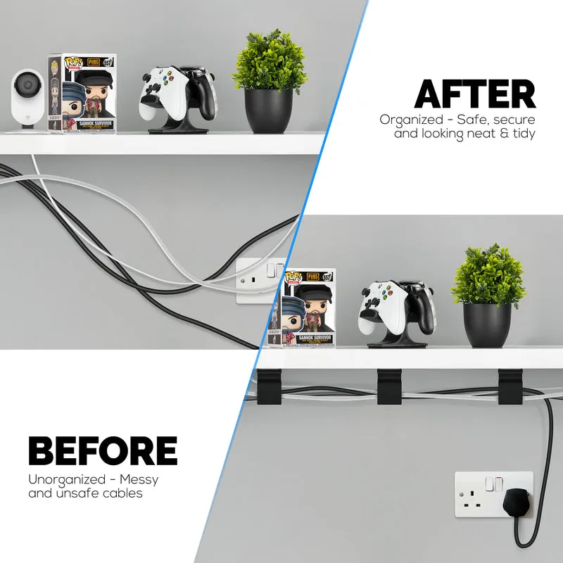 3pc VHB Adhesive Cable Organizer Holder, Para sa Mabibigat na Cable, Mga PC Cord at Wire na may Malakas na Pandikit, Under Desk Mount Management - Maliit