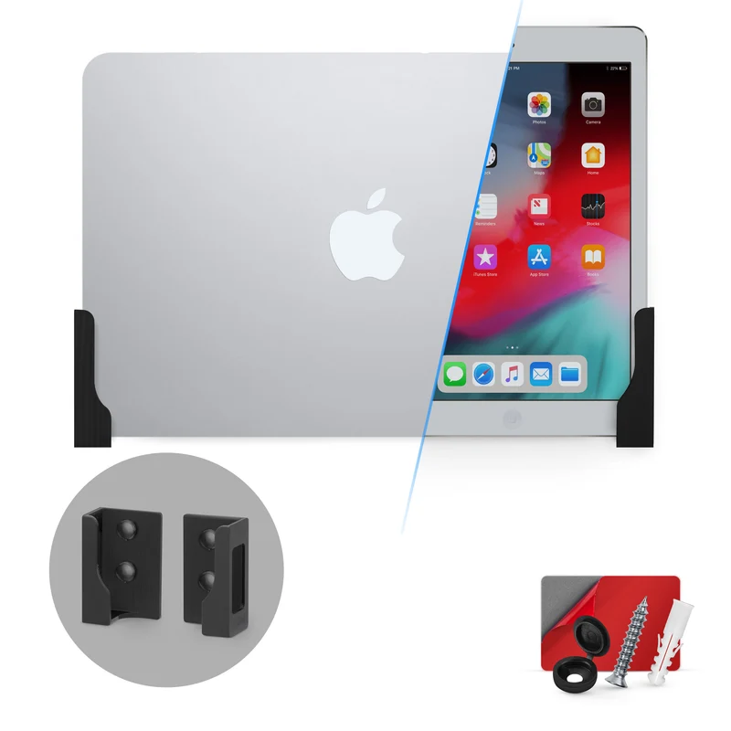 Adhesive Tablet at Slim Laptop Wall Mount Holder para sa iPad, Android, Macbook, Surface, iPad Air, Mini & Pro, Galaxy Tab Note eBooks, Kindle at Higit Pa