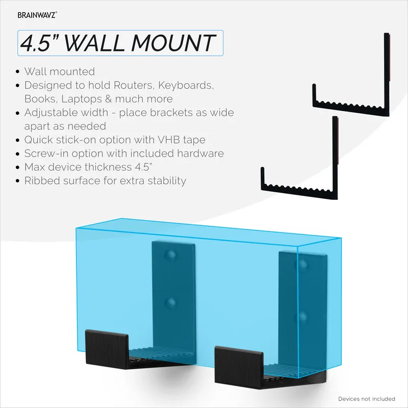 Supporto per gancio per montaggio a parete con scatola per cavi da 4.5", adesivo e avvitabile, per router, laptop, modem, rete Wi-Fi, Apple TV, switch di rete e altro
