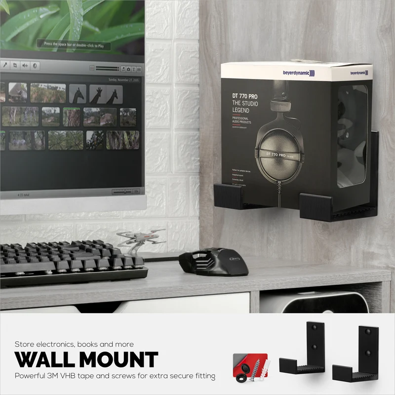 Supporto per gancio per montaggio a parete con scatola per cavi da 4.5", adesivo e avvitabile, per router, laptop, modem, rete Wi-Fi, Apple TV, switch di rete e altro