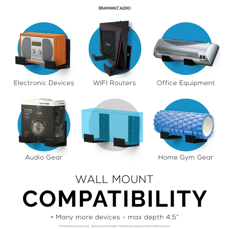 Supporto per gancio per montaggio a parete con scatola per cavi da 4.5", adesivo e avvitabile, per router, laptop, modem, rete Wi-Fi, Apple TV, switch di rete e altro