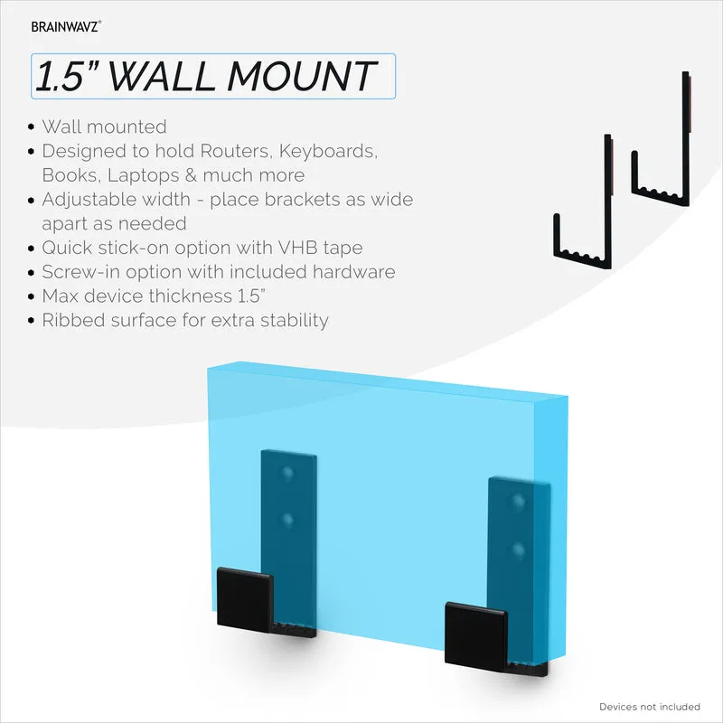 Supporto per montaggio a parete per box cavi da 1.5", per router, laptop, modem, Wi-Fi Mesh, Apple TV, switch di rete e altro, per dispositivi larghi fino a 1.5 mm/38", adesivo e avvitabile