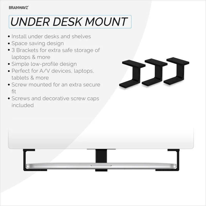 Under Desk Laptop Mount Holder, Screw In, Mga Device na hanggang 1.7" Makapal Para sa Mga Laptop Mga Router ng Macbook Surface iPad Mga Tablet at Higit Pa
