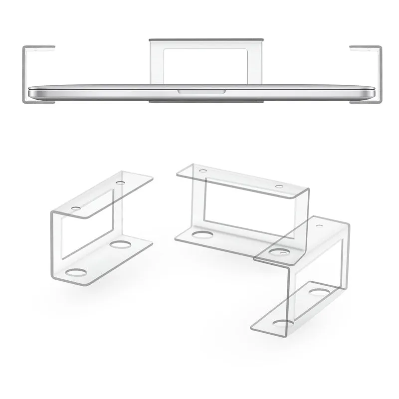 Under Desk Laptop Holder I-clear ang Mount VHB at Screw In Device tulad ng Mga Laptop Macbook Surface Keyboard Router Modem Cable Box Network Switch at Higit Pa