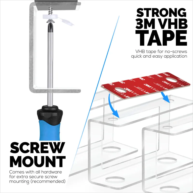 Under Desk Laptop Holder I-clear ang Mount VHB at Screw In Device tulad ng Mga Laptop Macbook Surface Keyboard Router Modem Cable Box Network Switch at Higit Pa