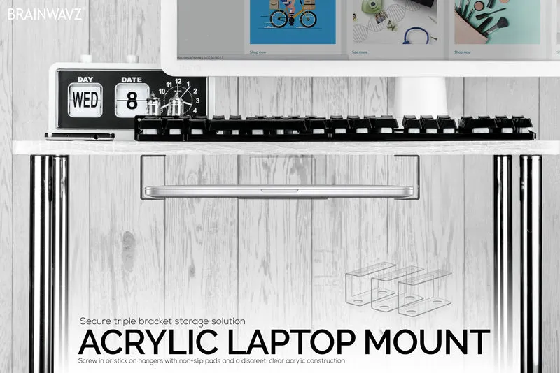 Under Desk Laptop Holder I-clear ang Mount VHB at Screw In Device tulad ng Mga Laptop Macbook Surface Keyboard Router Modem Cable Box Network Switch at Higit Pa