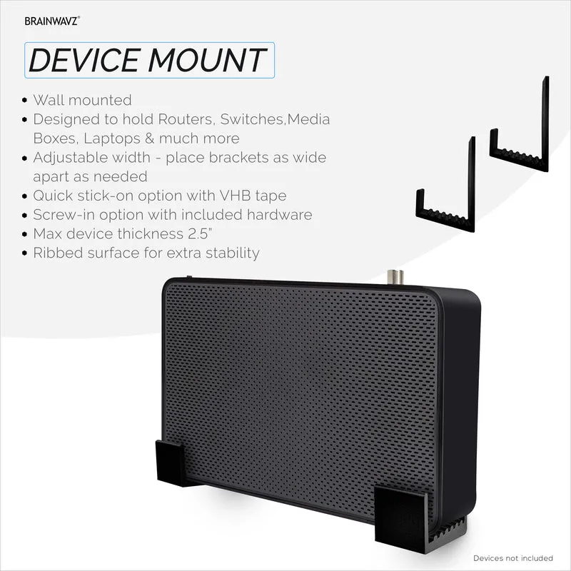 Supporto per gancio per montaggio a parete con scatola per cavi da 2.5", adesivo e avvitabile, per router, laptop, modem, rete Wi-Fi, Apple TV, switch di rete e altro