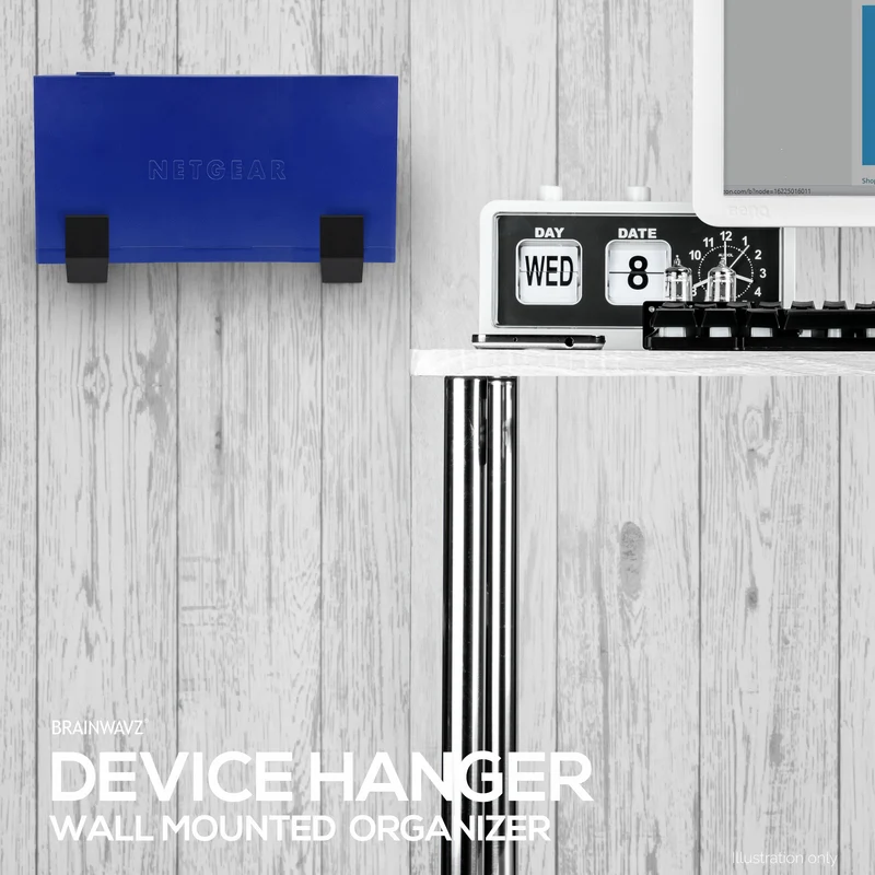 Supporto per gancio per montaggio a parete con scatola per cavi da 2.5", adesivo e avvitabile, per router, laptop, modem, rete Wi-Fi, Apple TV, switch di rete e altro