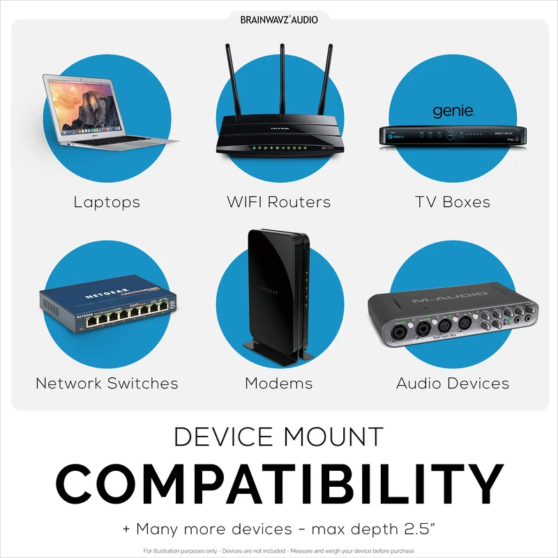 Supporto per gancio per montaggio a parete con scatola per cavi da 2.5", adesivo e avvitabile, per router, laptop, modem, rete Wi-Fi, Apple TV, switch di rete e altro