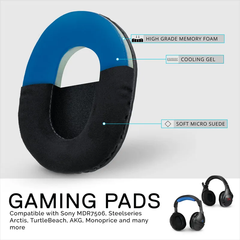 Pinahusay na Gaming Headphone Earpads - Maliit na Oval - Micro Suede na may Cooling Gel at Memory Foam para sa Steelseries, Hyperx, Sony MDR-7506, AKG, Turtlebeach, Sennheiser at Higit Pa (Micro Suede)