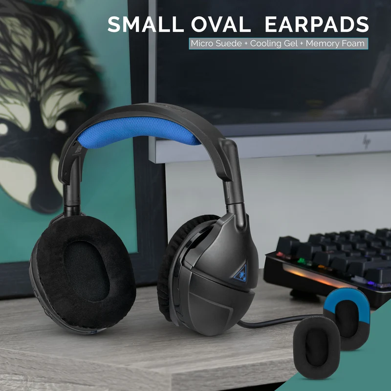 Pinahusay na Gaming Headphone Earpads - Maliit na Oval - Micro Suede na may Cooling Gel at Memory Foam para sa Steelseries, Hyperx, Sony MDR-7506, AKG, Turtlebeach, Sennheiser at Higit Pa (Micro Suede)