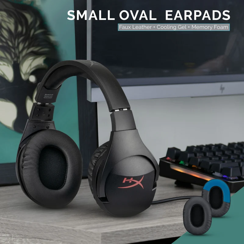 Pinahusay na Gaming Headphone Earpads - Maliit na Oval - PU Leather na may Cooling Gel at Memory Foam para sa Steelseries, Hyperx, Sony MDR-7506, AKG, Turtlebeach, Sennheiser at Iba pa