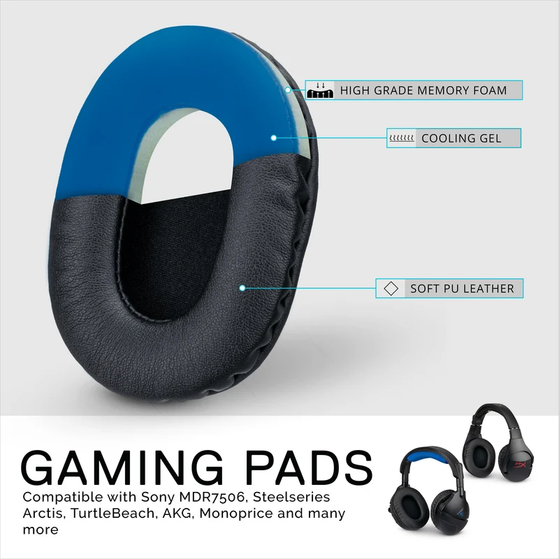 Pinahusay na Gaming Headphone Earpads - Maliit na Oval - PU Leather na may Cooling Gel at Memory Foam para sa Steelseries, Hyperx, Sony MDR-7506, AKG, Turtlebeach, Sennheiser at Iba pa