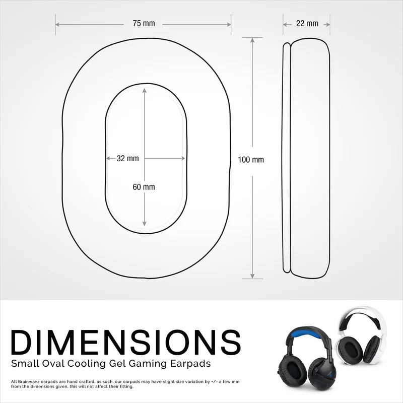 Pinahusay na Gaming Headphone Earpads - Maliit na Oval - PU Leather na may Cooling Gel at Memory Foam para sa Steelseries, Hyperx, Sony MDR-7506, AKG, Turtlebeach, Sennheiser at Iba pa